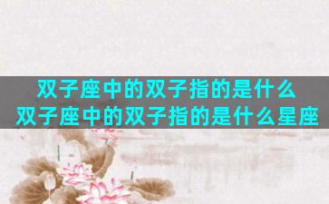 双子座中的双子指的是什么 双子座中的双子指的是什么星座